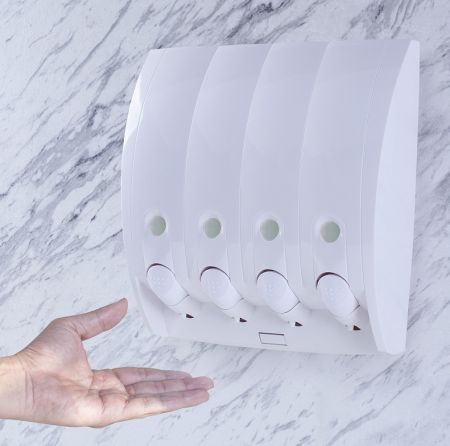 होटल वॉल माउंट 4 इन 1 सोप डिस्पेंसर का उपयोग करता है - बाथरूम साबुन डिस्पेंसर